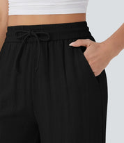 Elegant Linen Wide‑Leg Pants Women Pants