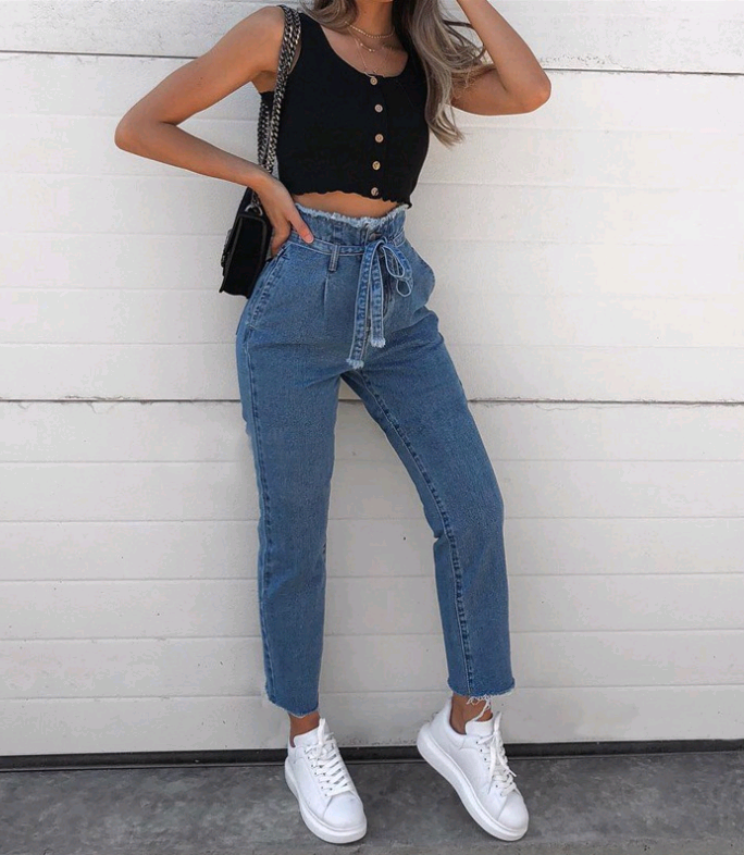 High-Waisted Washed Pencil Pants Pants