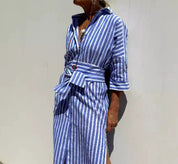 Striped Shirt Dress With Belt Dresses