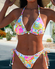 Amara | Colourful Patchwork Triangle Bikini Set TOP