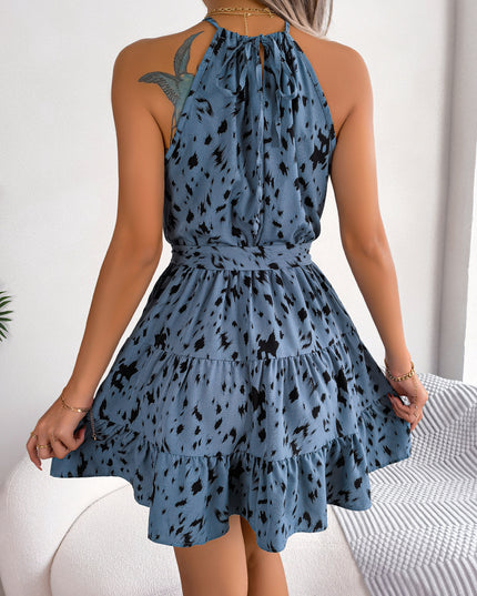Leopard Print Ruffled Swing Dress Dresses