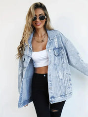 Oversized Denim Jacket Women – Olivia Trendy Jacket Lightblue Women's Jacket
