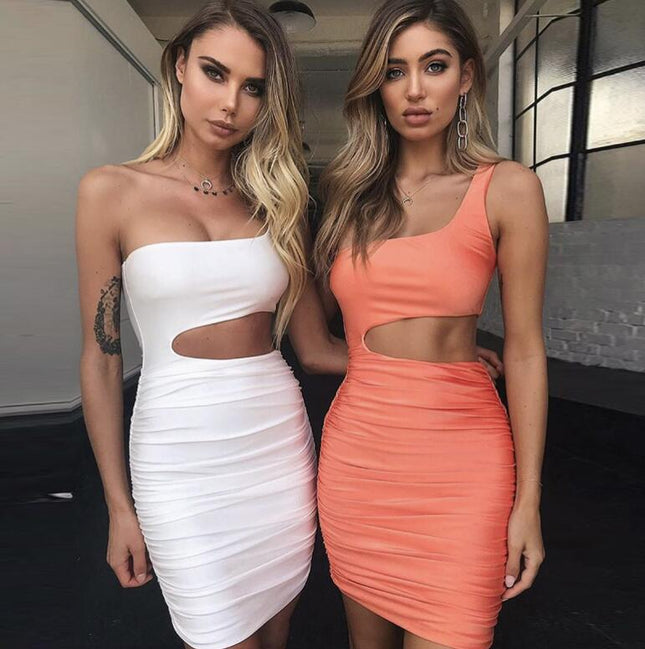 Women's One-Shoulder Hollow Out Mini Dress Dresses