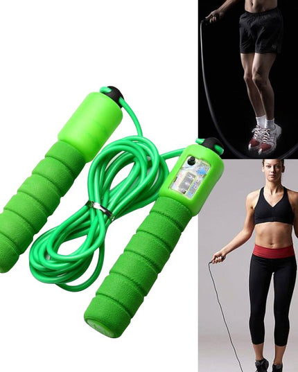 Adjustable Skipping Rope with Counter Green Cardio
