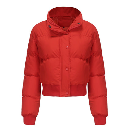 Elegant Warm Cotton Padded Short Coat Bright red Short Coat