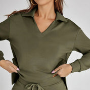Women’s V‑Neck Long Sleeve Lounge Set Outfit Sets