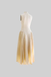 Celine™ | Nude Sleeveless Knit Midi Dress with Plies Dresses
