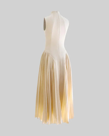 Celine™ | Nude Sleeveless Knit Midi Dress with Plies Dresses