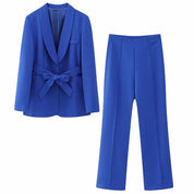 Women's Elegant Two-Piece Suit Blue Blazer