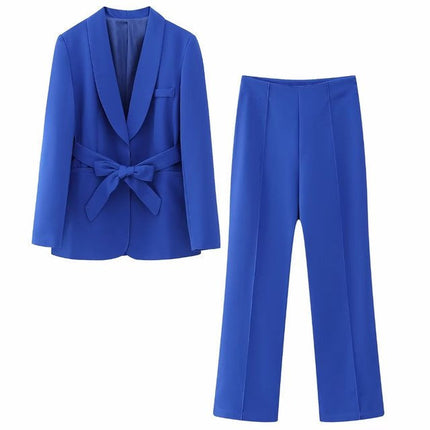 Women's Elegant Two-Piece Suit Blue Blazer