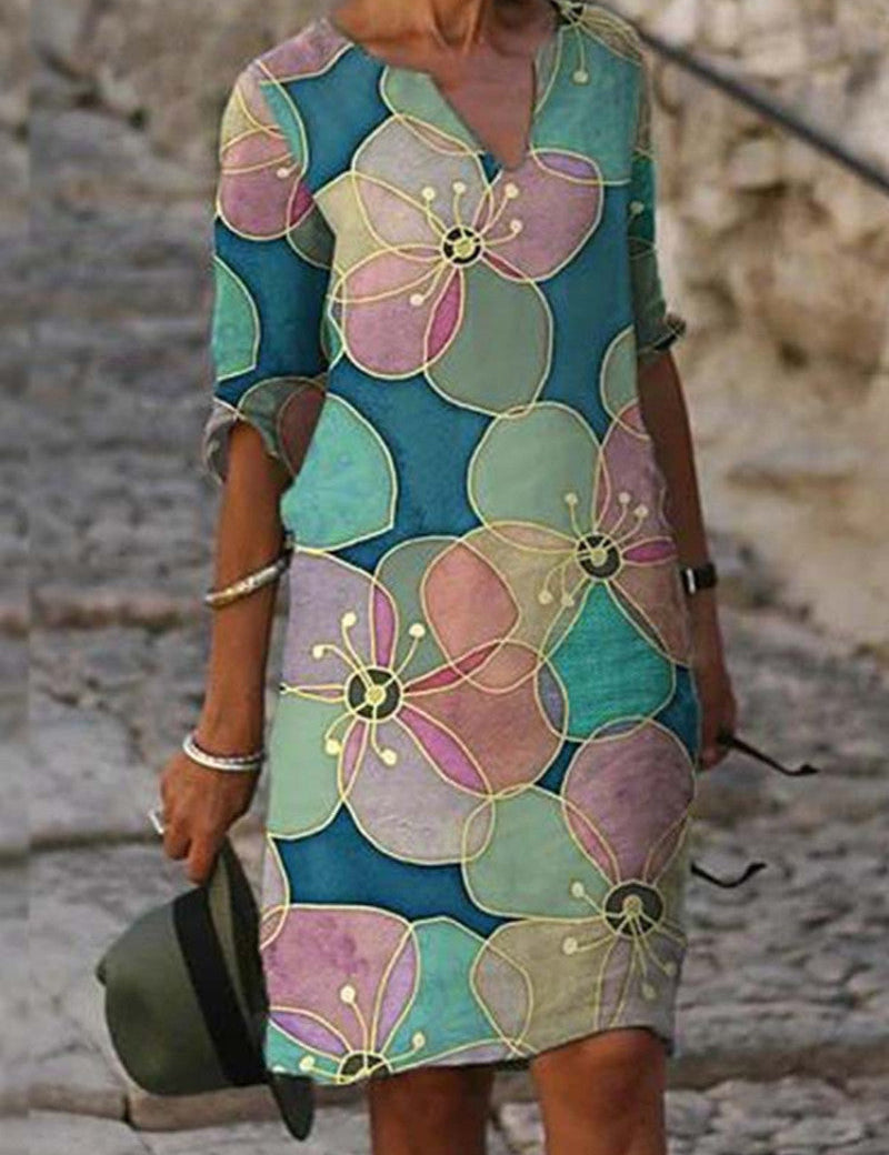Flora™ - Charming floral linen dress for women 07 Dress