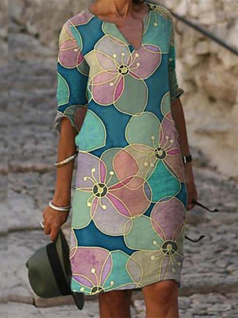Flora™ - Charming floral linen dress for women 07 Dress
