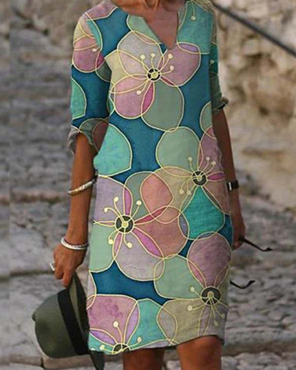 Flora™ - Charming floral linen dress for women 07 Dress