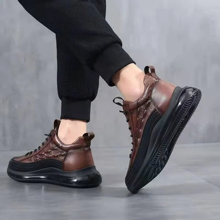 Men's Leather Air Cushion Sneakers Brown shoes