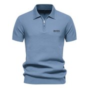 ΒOՏՏ Half-Zip Short-Sleeve Polo Blue Polo Shirts