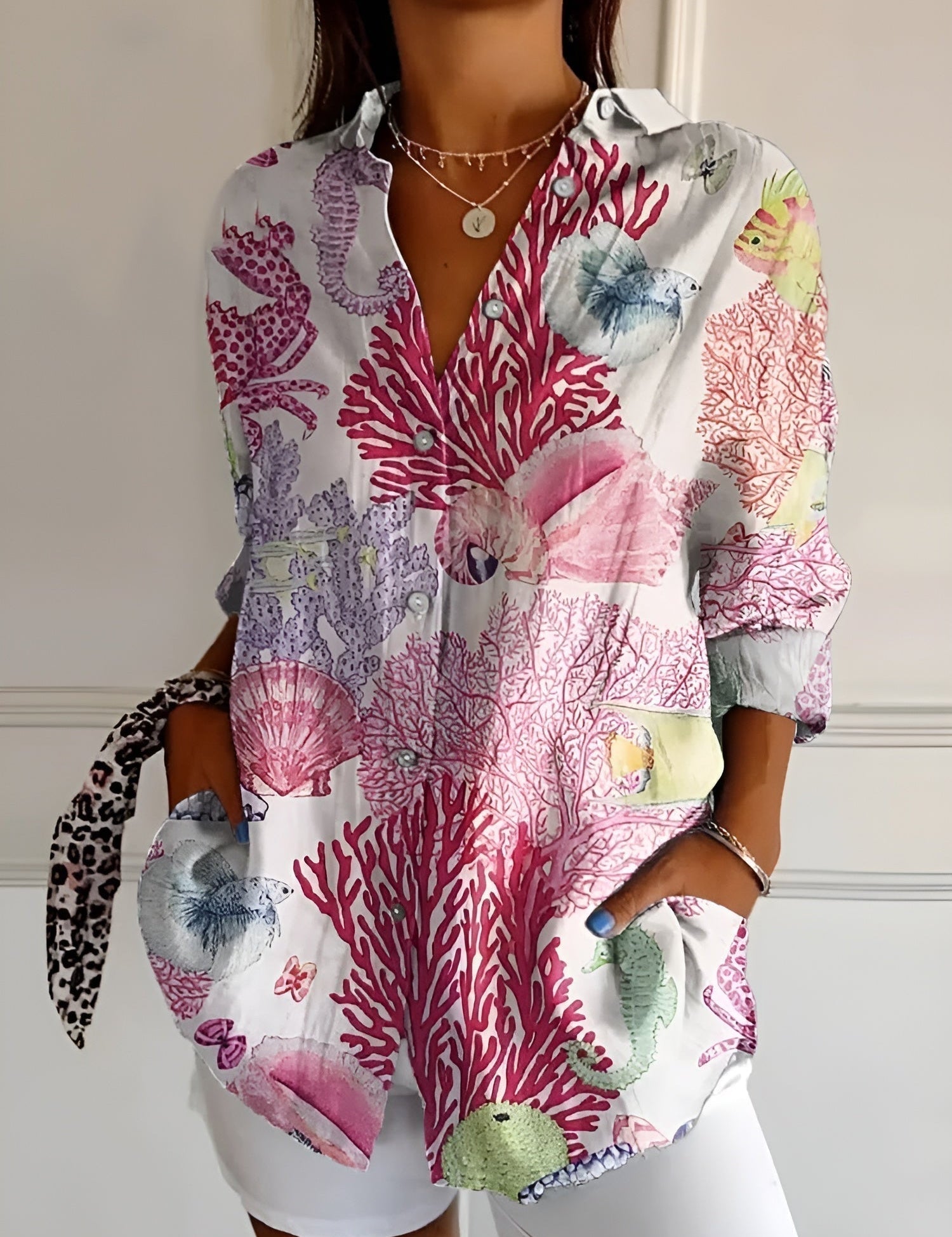 Saffron | Printed Blouse - OKOHOKO™ FASHION