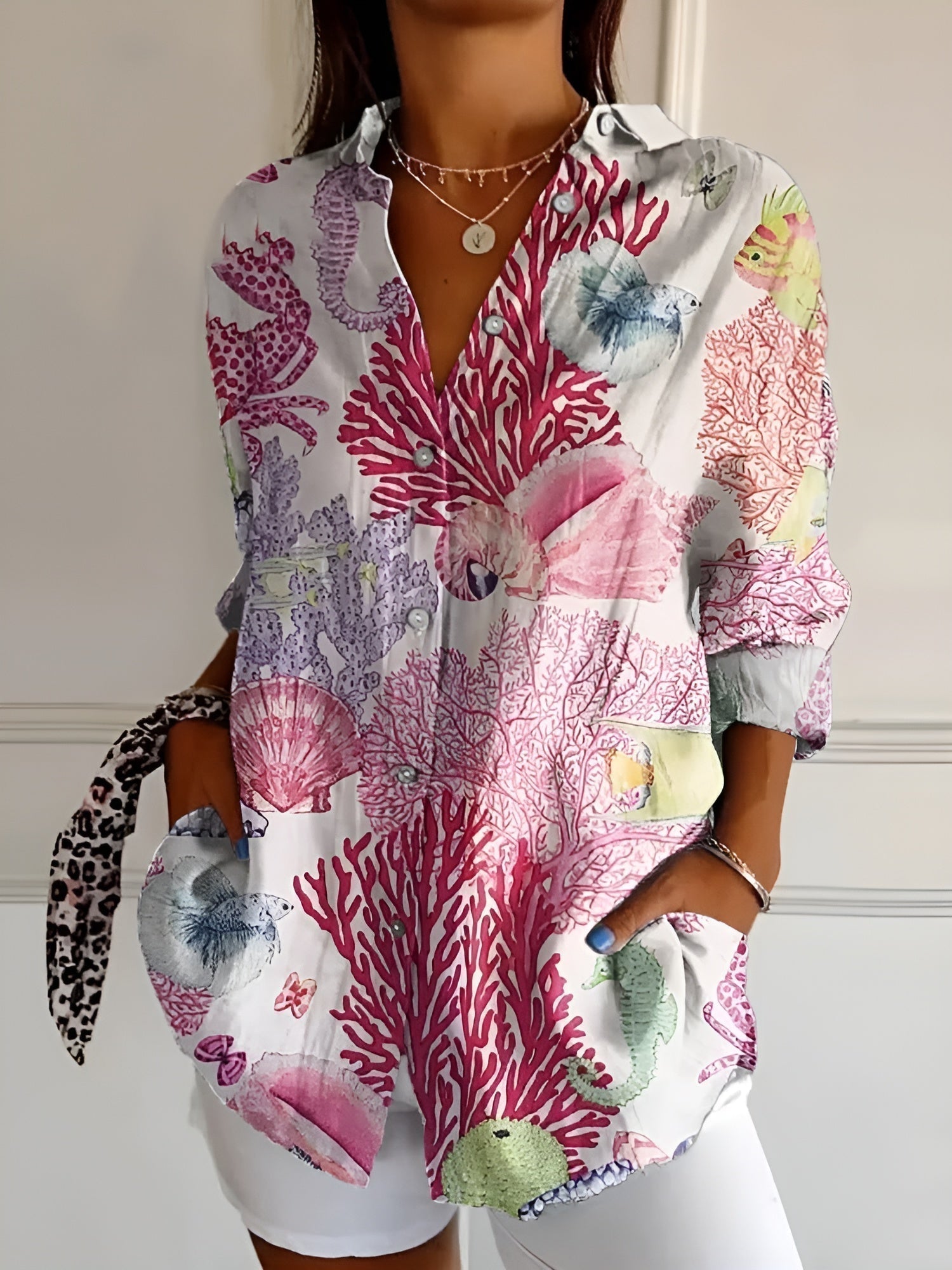 Saffron | Printed Blouse - OKOHOKO™ FASHION