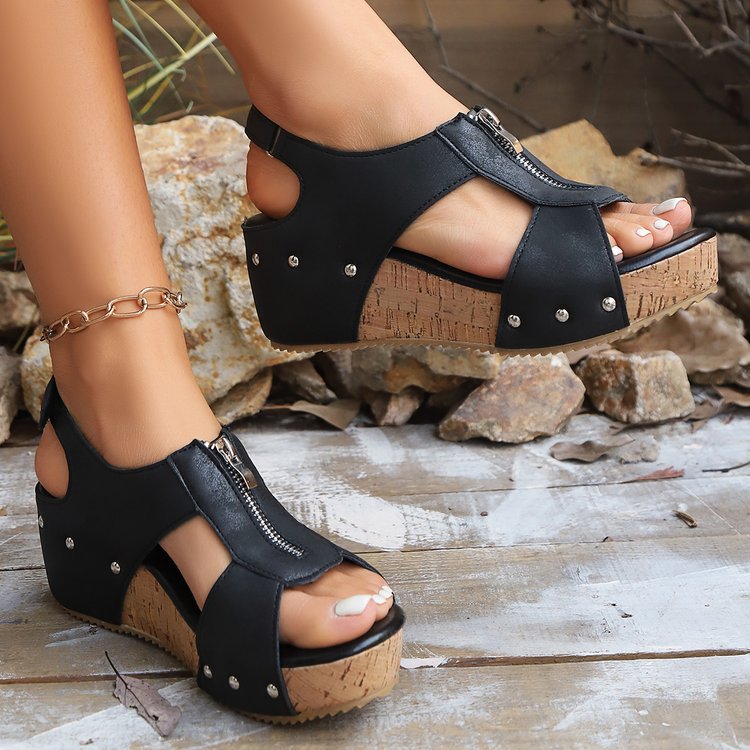 Women's Summer Zipper Wedge Sandals Sandals