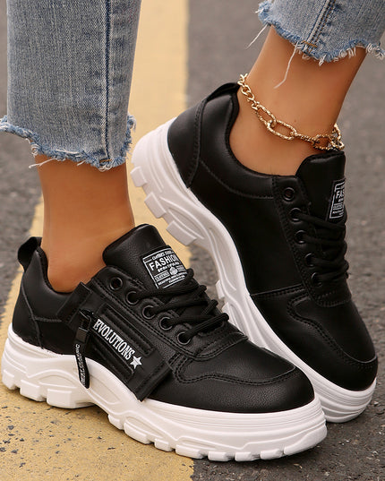 Thick-Soled Casual Sneakers for Women Black Sneakers
