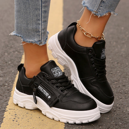 Thick-Soled Casual Sneakers for Women Black Sneakers