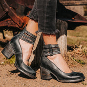 Comfortable and Elegant Thick-heeled Shoes Black Woman Shoes