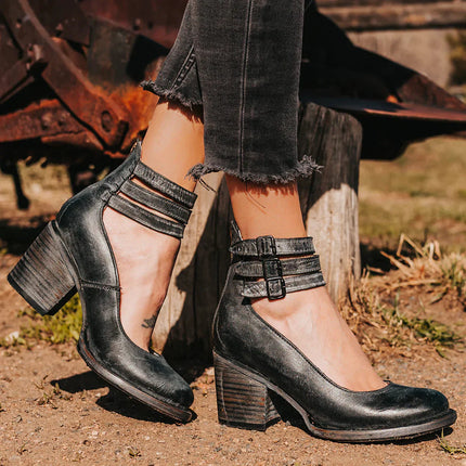 Comfortable and Elegant Thick-heeled Shoes Black Woman Shoes