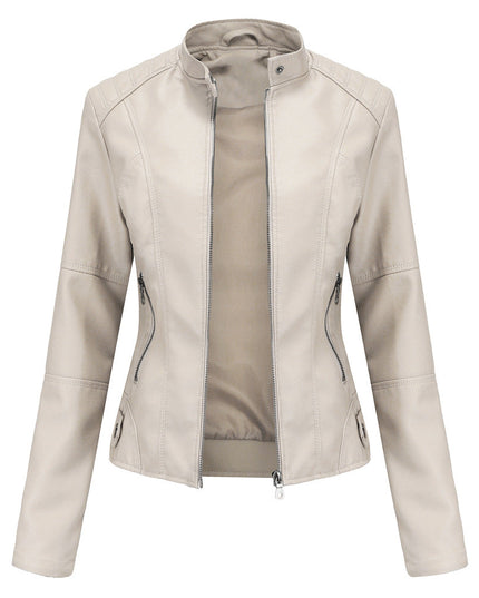 Women's Slim Leather Jacket Ivory Jackets