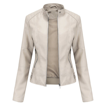 Women's Slim Leather Jacket Ivory Jackets