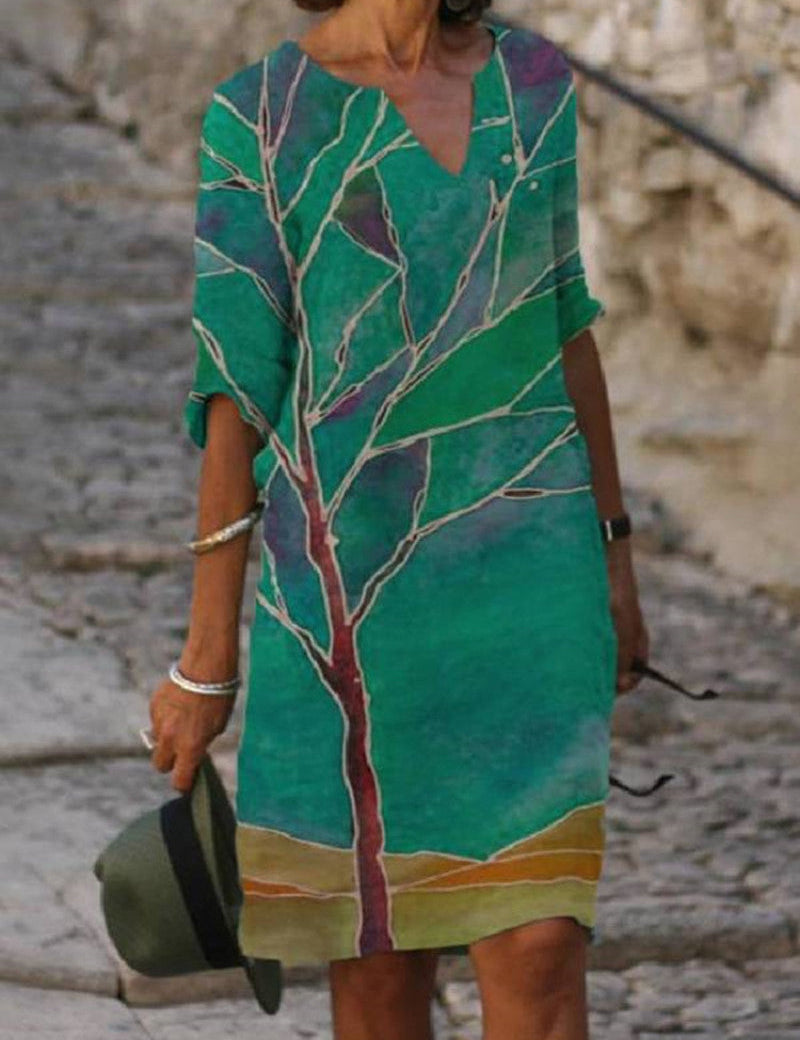 Flora™ - Charming floral linen dress for women 08 Dress
