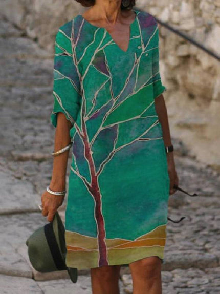 Flora™ - Charming floral linen dress for women 08 Dress