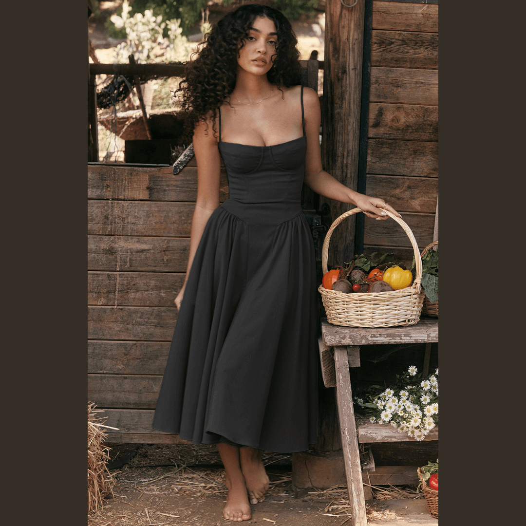 Waist Sculpting Sundress Black