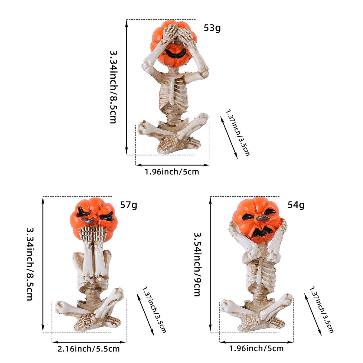 Japanese Style Bamboo Floor Lamp Pumpkin Head Skull 3PCs Halloween Decorations