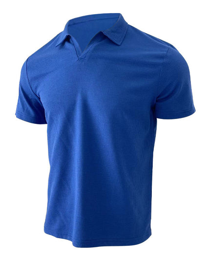 Men's INS Waffle Lapel Short-Sleeved Polo Shirt – Summer Solid Color V-Neck Polo Shirts