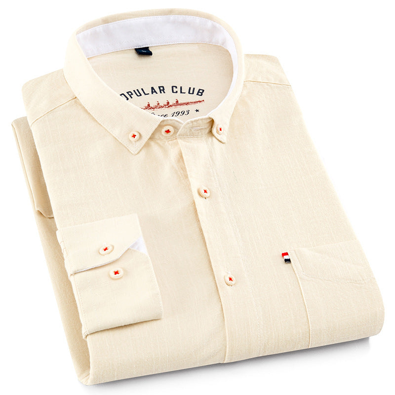Timeless Button-Up Shirt for All-Day Comfort Cream Men Shirts