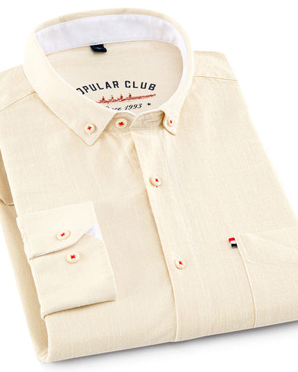Timeless Button-Up Shirt for All-Day Comfort Cream Men Shirts