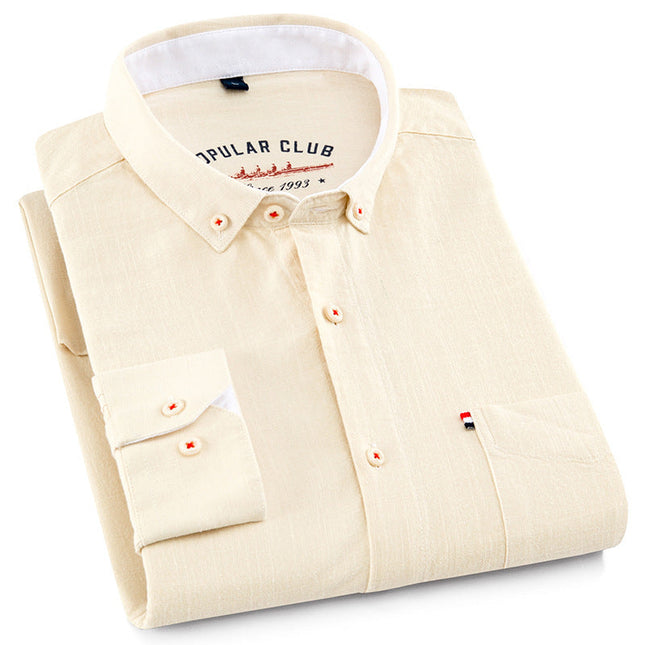 Timeless Button-Up Shirt for All-Day Comfort Cream Men Shirts