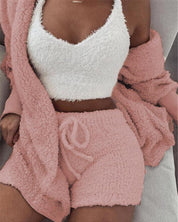 3-Piece Women’s Pajama Set | Crop Top, Shorts & Jacket Women Pants