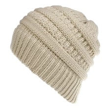 Women’s Mixed-Color Knitted Wool Ponytail Hat Beige Hats
