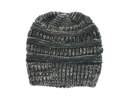 Women’s Mixed-Color Knitted Wool Ponytail Hat Green blue rice Hats