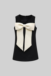 Claudia | Black Sleeveless Massive Ribbon Mini Dress Dress