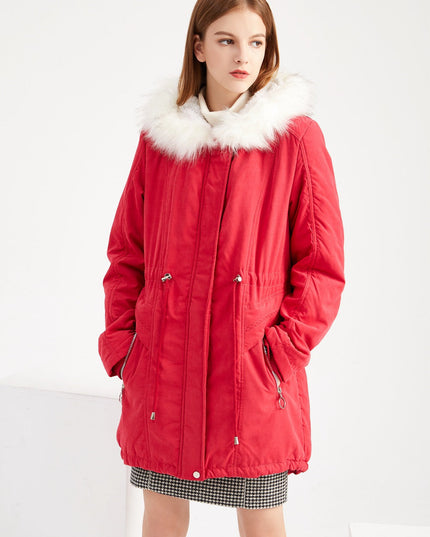 Women's Hooded Winter Jacket Bordeaux red Jackets