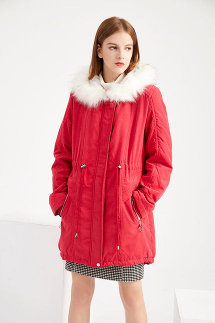 Women's Hooded Winter Jacket Bordeaux red Jackets