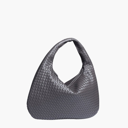 Chic Vegan Leather Hobo Bag Gray Handbags