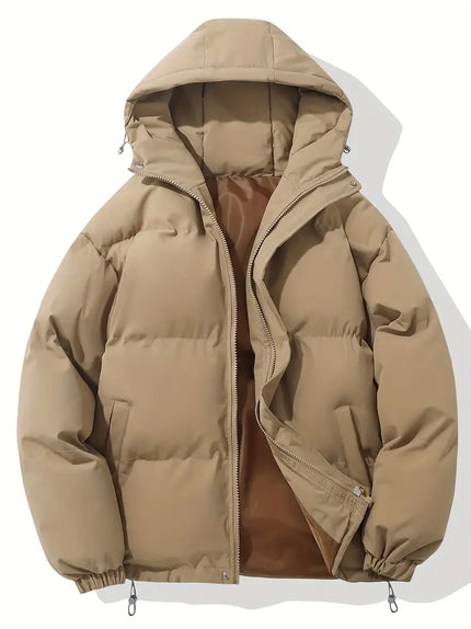 Men's Windproof and Waterproof Hooded Puffer Winter Jacket Khaki Jackets