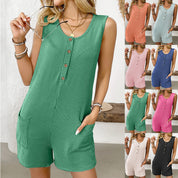 Women's Summer Sleeveless Jumpsuit with Pockets Jumpsuit