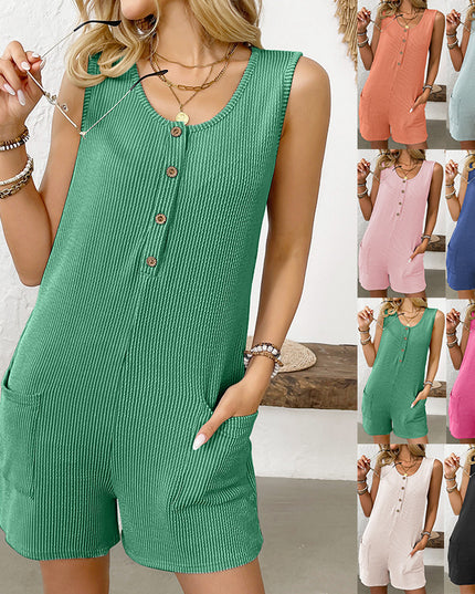Women's Summer Sleeveless Jumpsuit with Pockets Jumpsuit