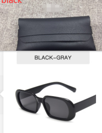 Retro Candy Color Small Frame Sunglasses With glasses bag Bright black all gray Sunglasses