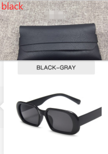 Retro Candy Color Small Frame Sunglasses With glasses bag Bright black all gray Sunglasses