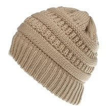 Women’s Mixed-Color Knitted Wool Ponytail Hat Camel Hats