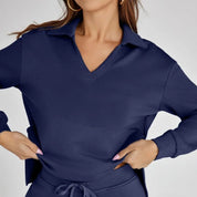 Women’s V‑Neck Long Sleeve Lounge Set Outfit Sets